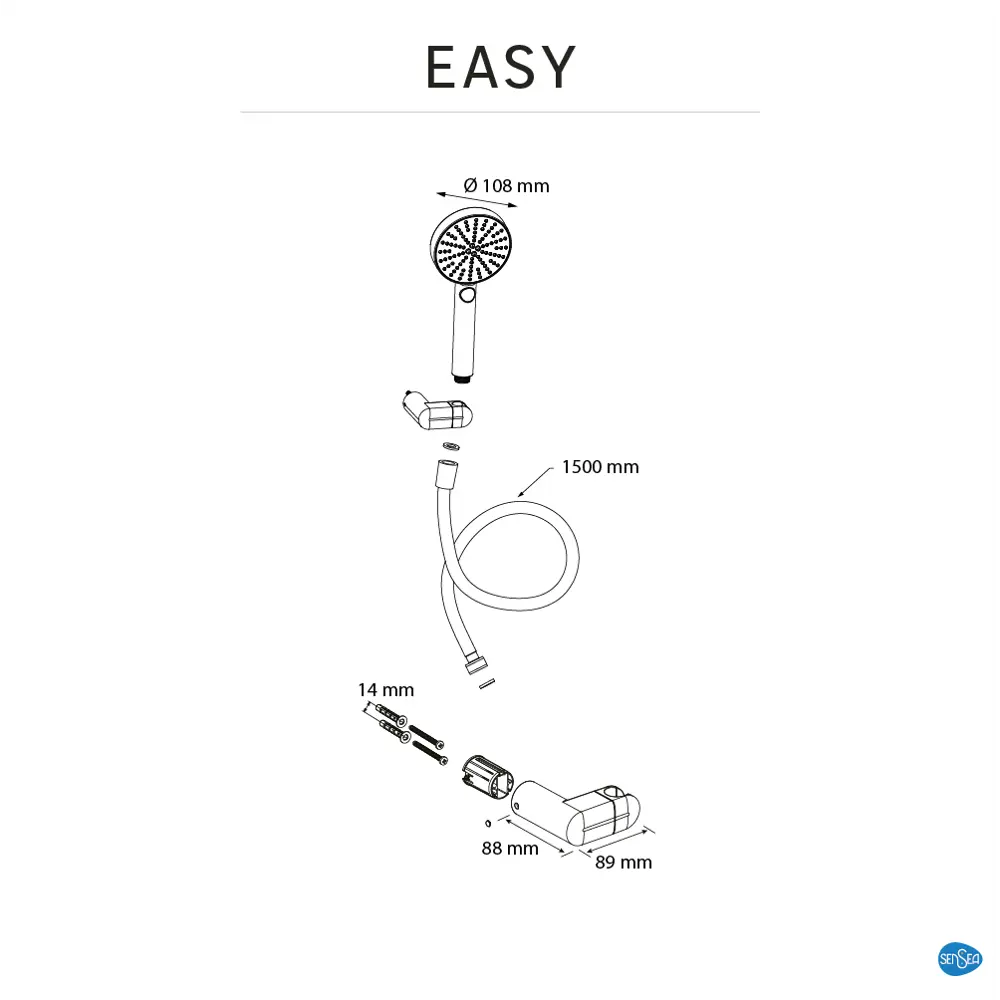 Фото 4 Набор для душа Sensea Easy 3 режима цвет черный
