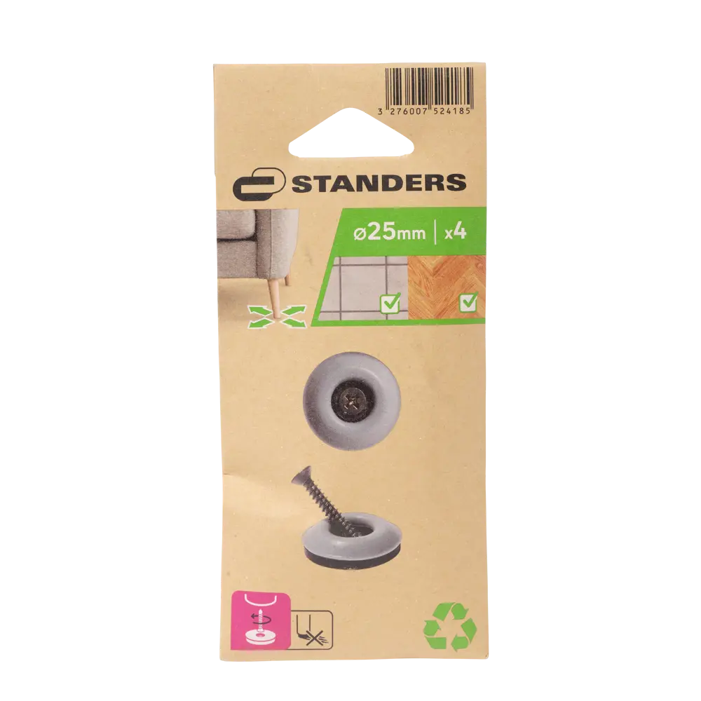 Фото 4 Накладки Standers ПТФЭ круглые 25 мм цвет серый 4 шт. Фото 4 Накладки Standers ПТФЭ круглые 25 мм цвет серый 4 шт.