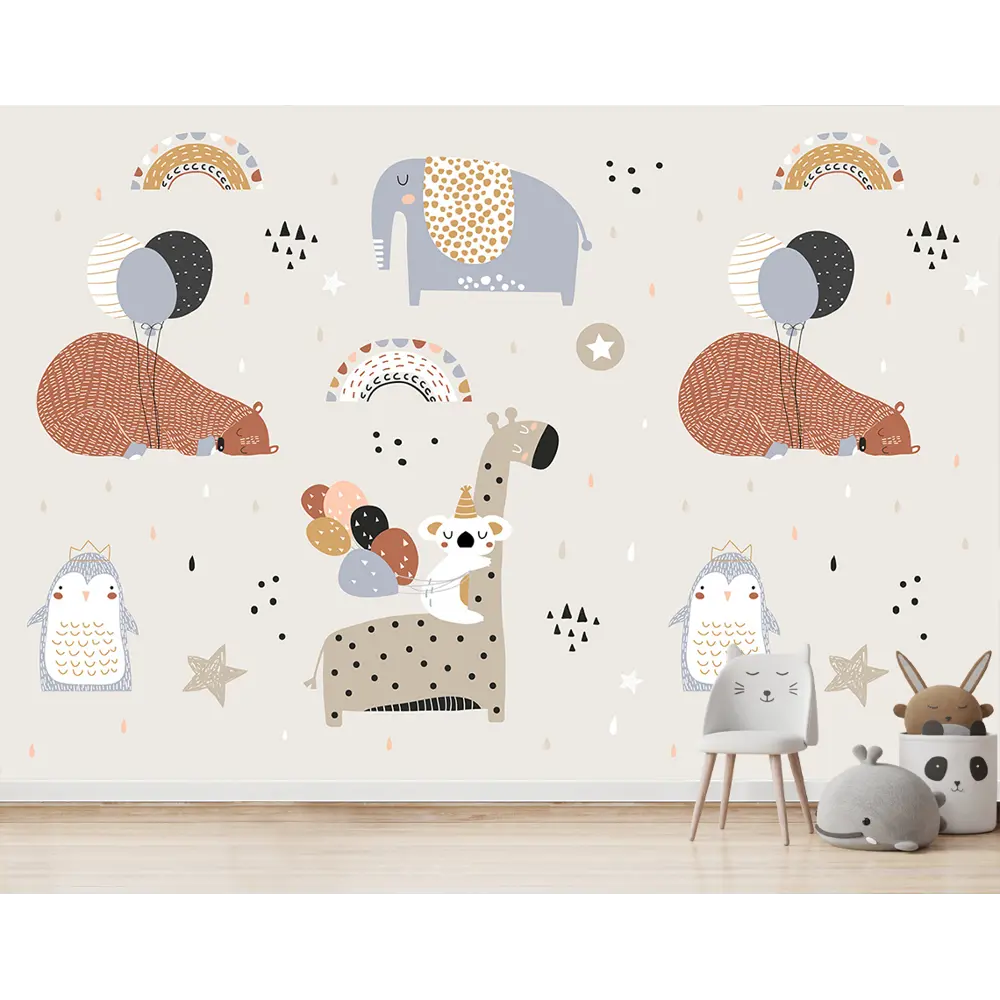 Фото Фотообои флизелиновые Bartonwall 400x270 см Детские Животные Радуга K267