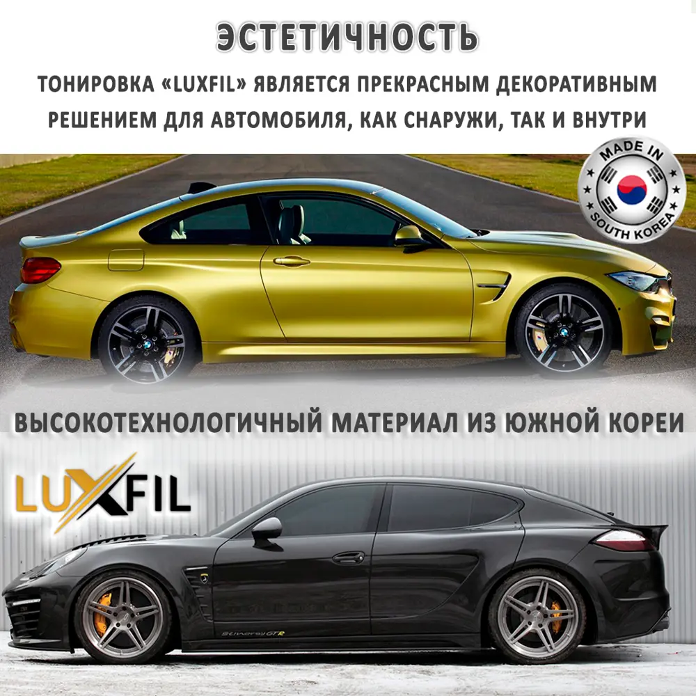 Фото 7 Тонировочная пленка Luxfil HP BLACK 15 SR PS (2 mil) 152x150 см, толщина 56 мкм