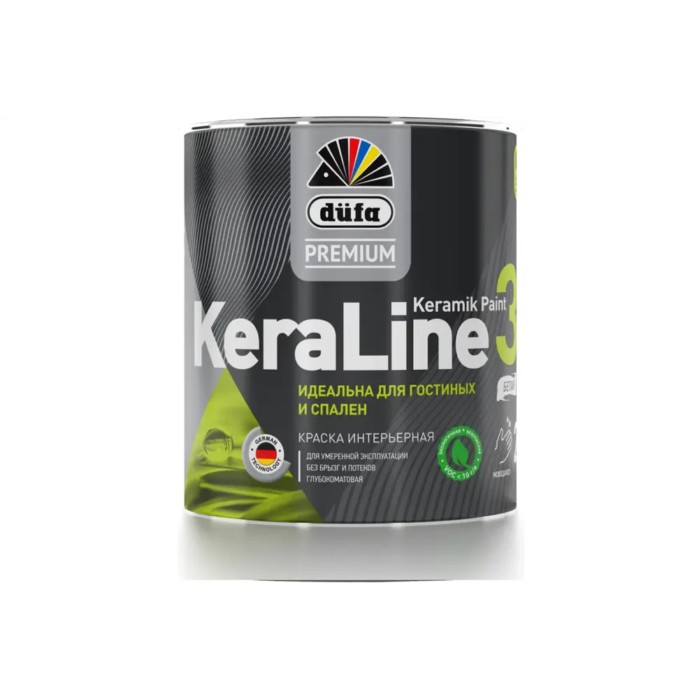 Фото Краска для стен и потолков Dufa Premium KeraLine Keramik Paint 3 глубокоматовая прозрачная база 3 0.9 л Фото Краска для стен и потолков Dufa Premium KeraLine Keramik Paint 3 глубокоматовая прозрачная база 3 0.9 л