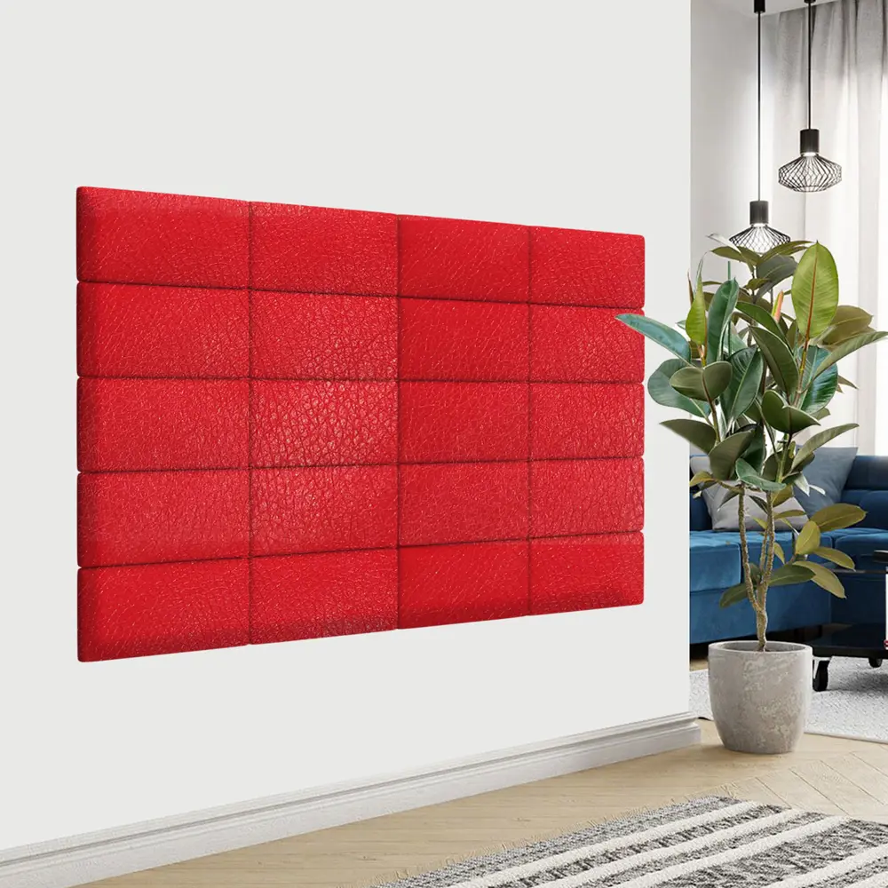 Фото 3 Комплект мягких панелей Tartilla прямоугольник эко кожа цвет красный 300х150х35мм 4шт Фото 3 Комплект мягких панелей Tartilla прямоугольник эко кожа цвет красный 300х150х35мм 4шт