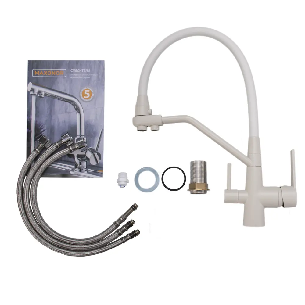 Фото 7 Однорычажный смеситель Maxonor Mn4460-8 излив 21.8 см цвет белый