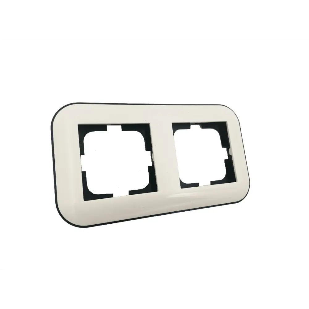 Фото 2 Рамка для розеток и выключателей Ovivo Loft 2 поста цвет белый/черный Фото 2 Рамка для розеток и выключателей Ovivo Loft 2 поста цвет белый/черный