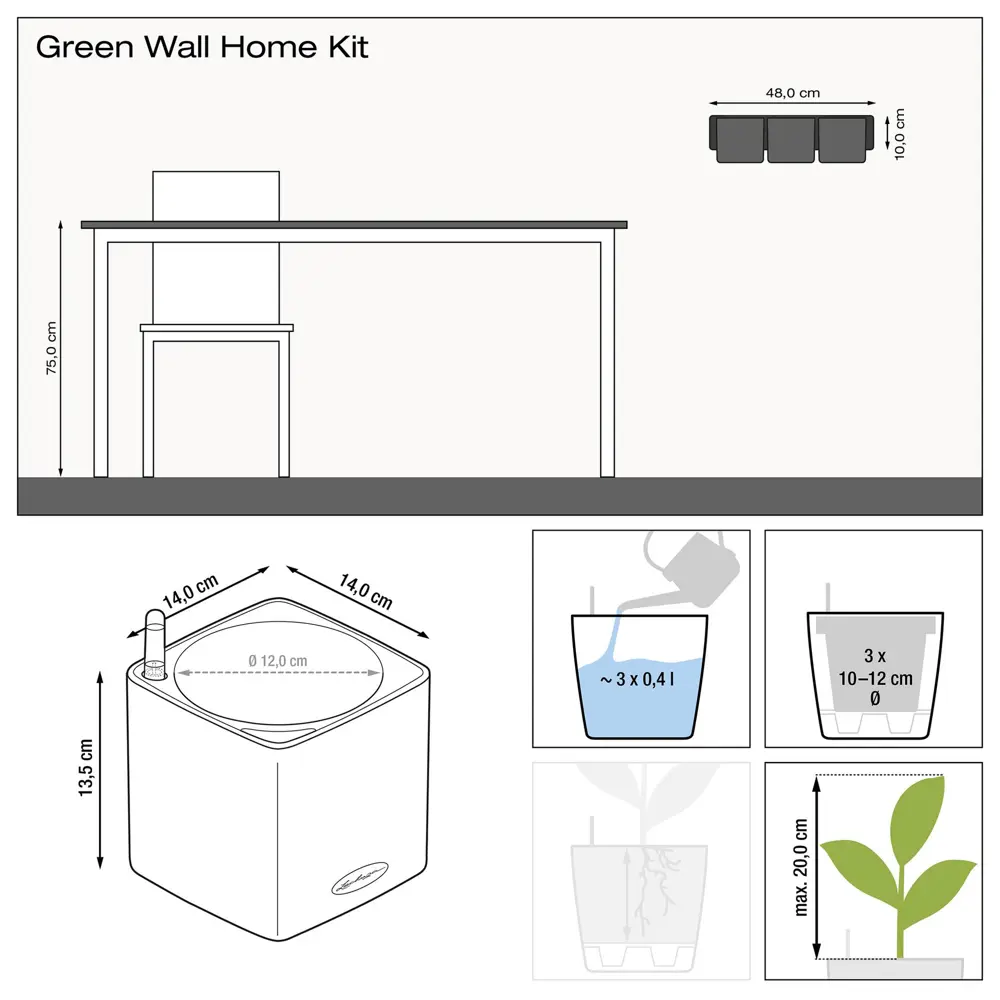 Фото 3 Комплект кашпо с автополивом LECHUZA GREEN WALL Home Kit Glossy 13523 Фото 3 Комплект кашпо с автополивом LECHUZA GREEN WALL Home Kit Glossy 13523