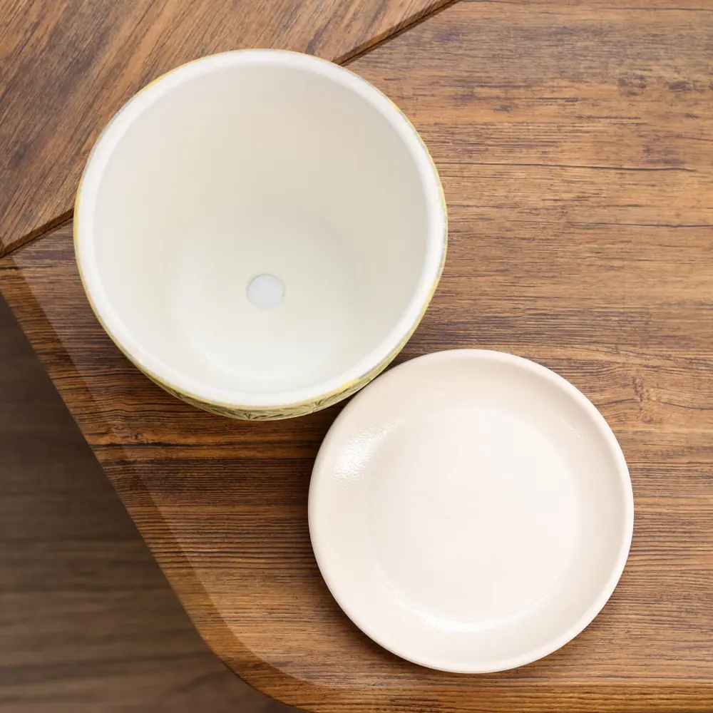 Фото 4 Горшок цветочный Веер Сима-ленд 15 см 13.5 см 1.31 л керамика зеленый без автополива