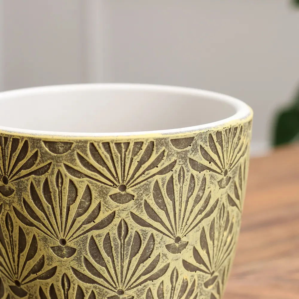 Фото 3 Горшок цветочный Веер Сима-ленд 15 см 13.5 см 1.31 л керамика зеленый без автополива