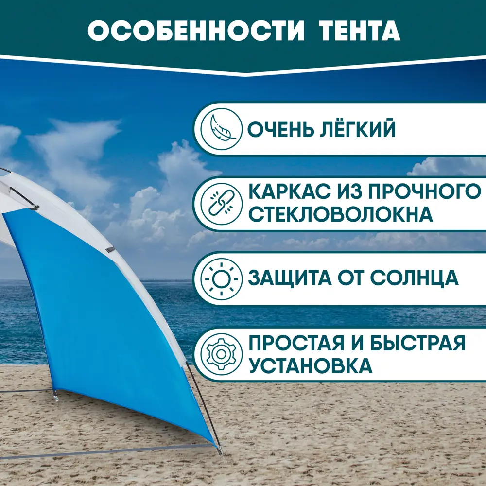Фото 5 Тент пляжный Jungle Camp Palm Beach синий/серый 210x125 см Фото 5 Тент пляжный Jungle Camp Palm Beach синий/серый 210x125 см