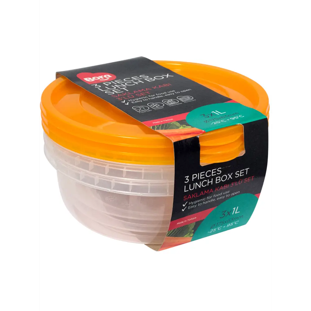 Фото Контейнер круглый 3 шт Bora 1 л пластик цвет оранжевый Фото Контейнер круглый 3 шт Bora 1 л пластик цвет оранжевый