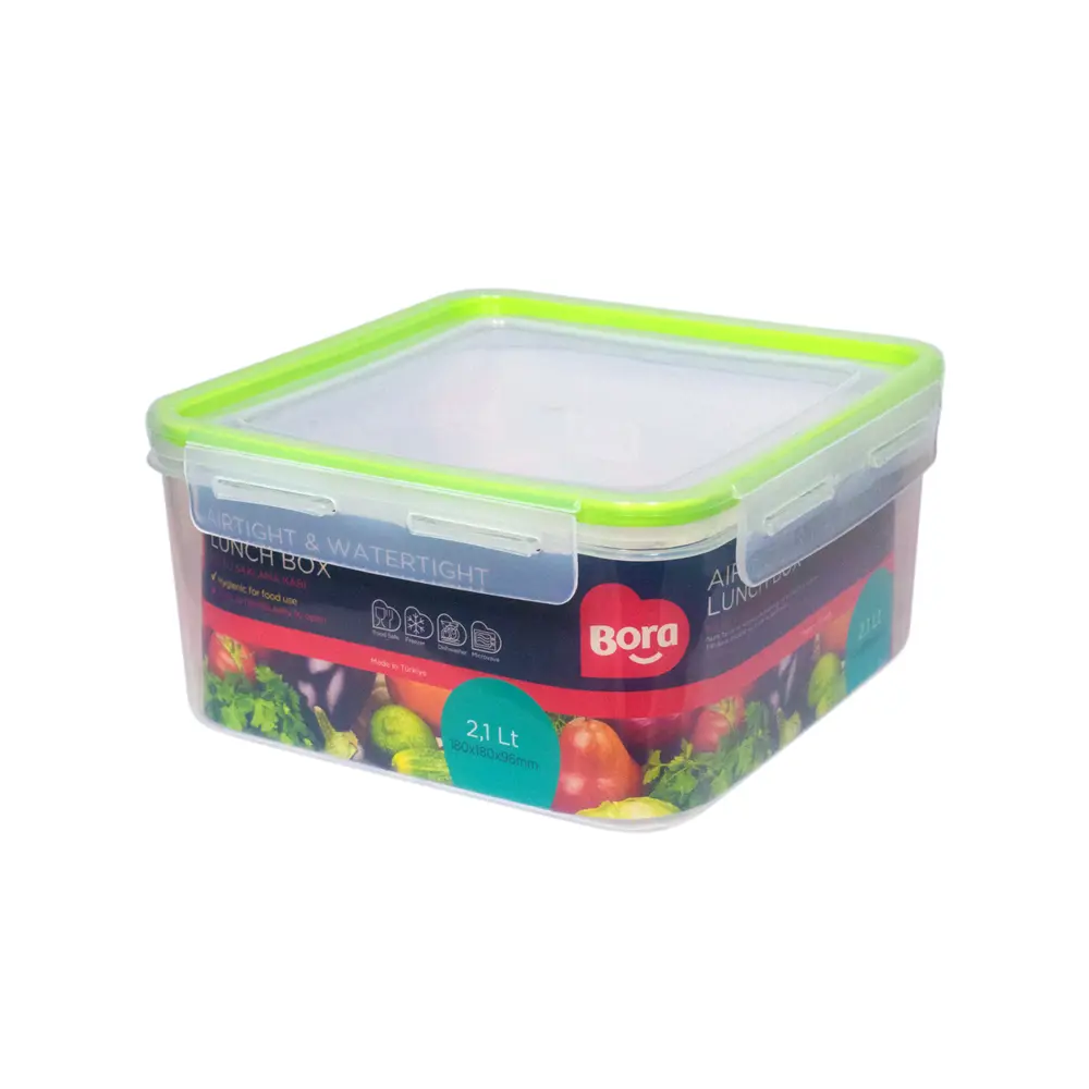 Фото Контейнер герметичный квадратный Bora 2.1 л пластик цвет салатовый Фото Контейнер герметичный квадратный Bora 2.1 л пластик цвет салатовый