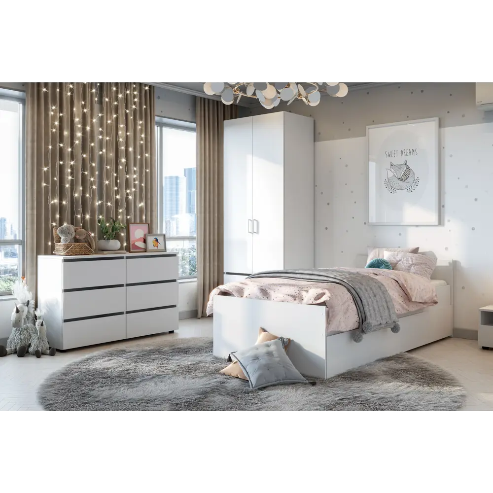 Фото 8 Комод Nn-мебель 00-00106094 6 ящиков 120.1x36.8x73.9 см ЛДСП цвет белый