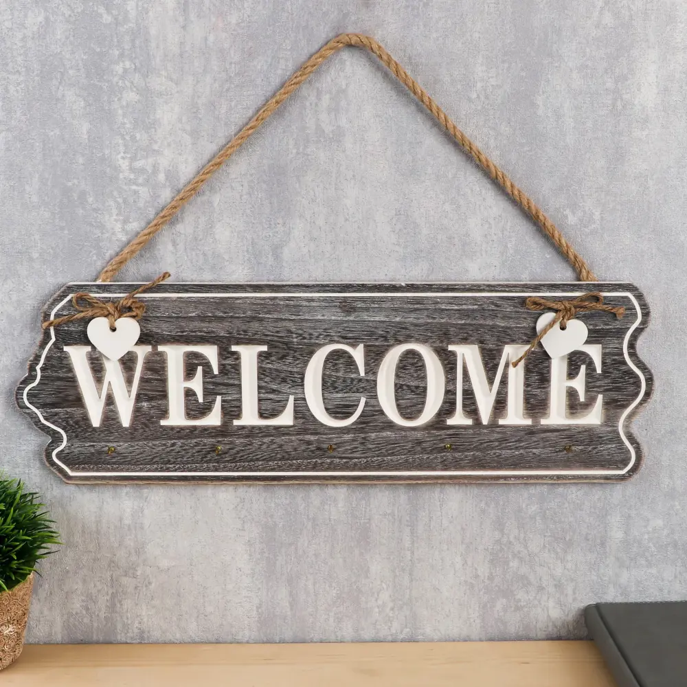Фото Ключница открытая Simaland 4650555 "Welcome с сердечками" 15x46x1.5 см Фото Ключница открытая Simaland 4650555 "Welcome с сердечками" 15x46x1.5 см