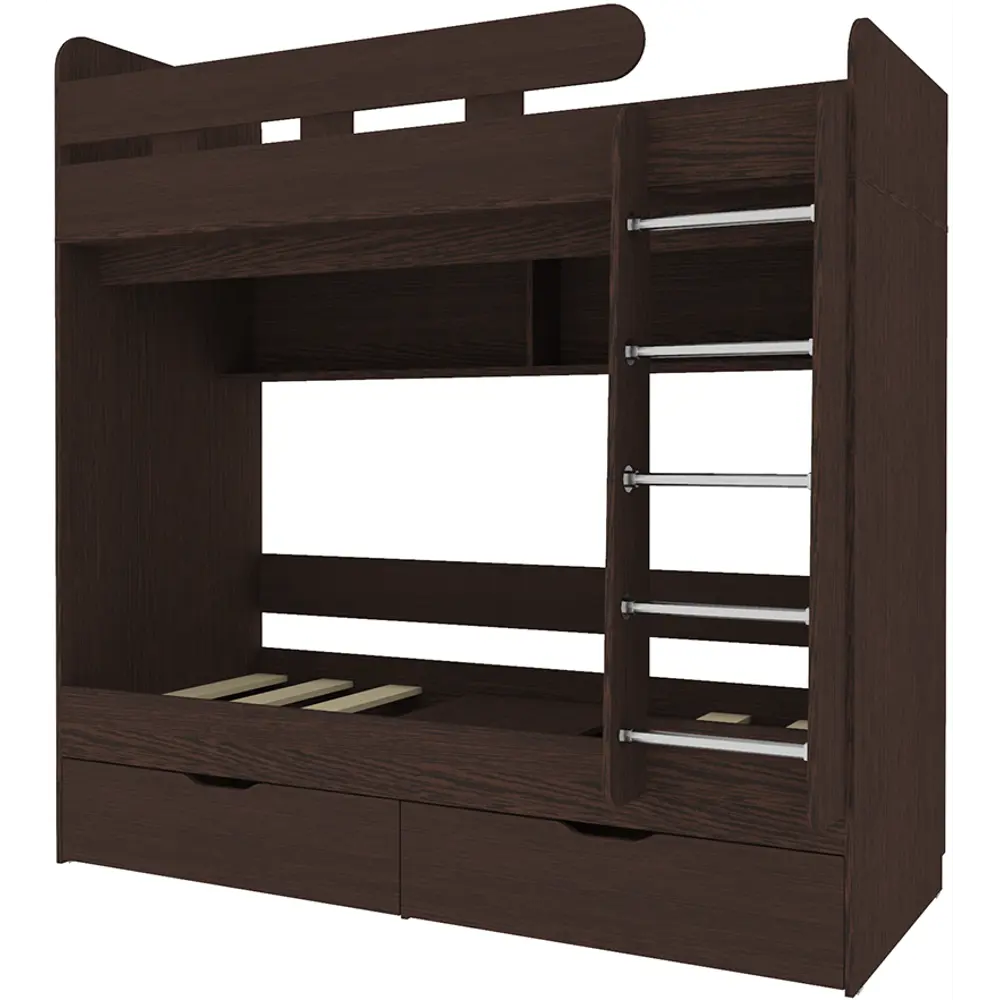 Фото Кровать Кариви Юниор 5 80x190 193.2x201.8x103.2 см цвет венге