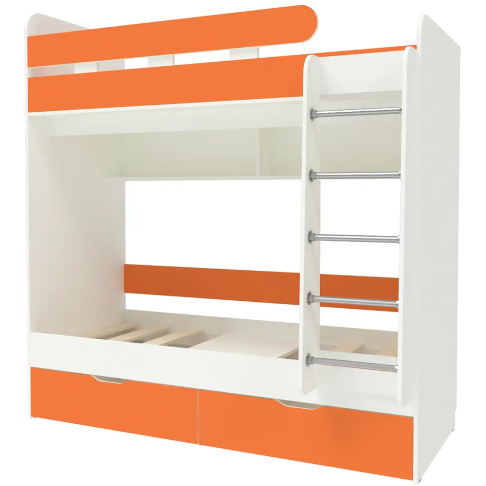 Фото Кровать Кариви Юниор 5 80x190 193.2x201.8x103.2 см цвет белый/оранжевый Фото Кровать Кариви Юниор 5 80x190 193.2x201.8x103.2 см цвет белый/оранжевый