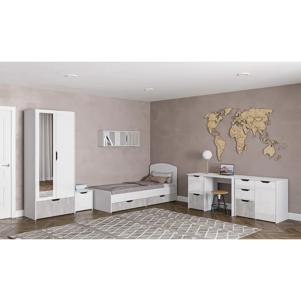 Фото 6 Кровать Клик Мебель Мико 9373655 90x200 см ЛДСП цвет бетон