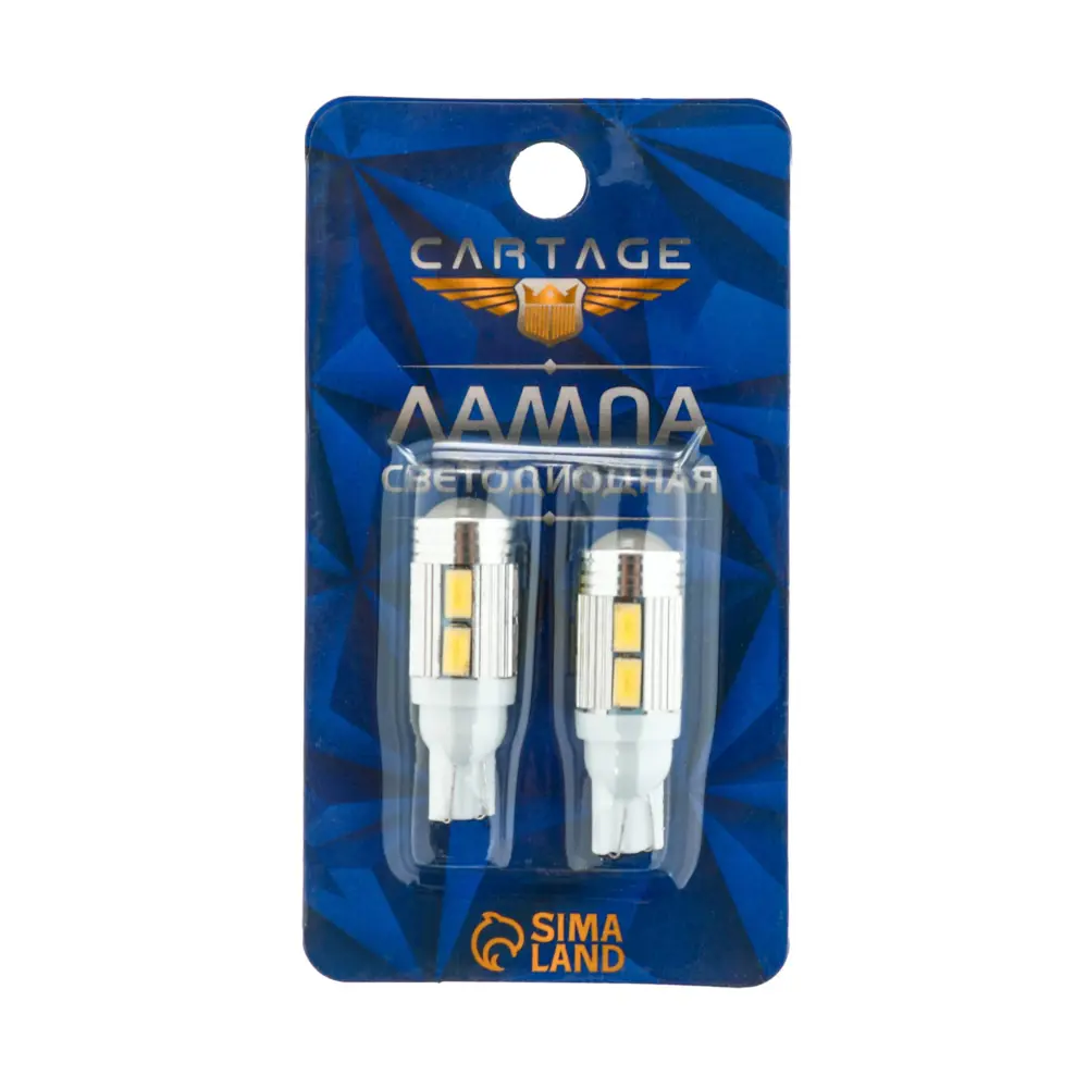 Фото 3 Автолампа светодиодная Cartage T10 W5W 12 В 10 SMD-5630 набор 2 шт Фото 3 Автолампа светодиодная Cartage T10 W5W 12 В 10 SMD-5630 набор 2 шт