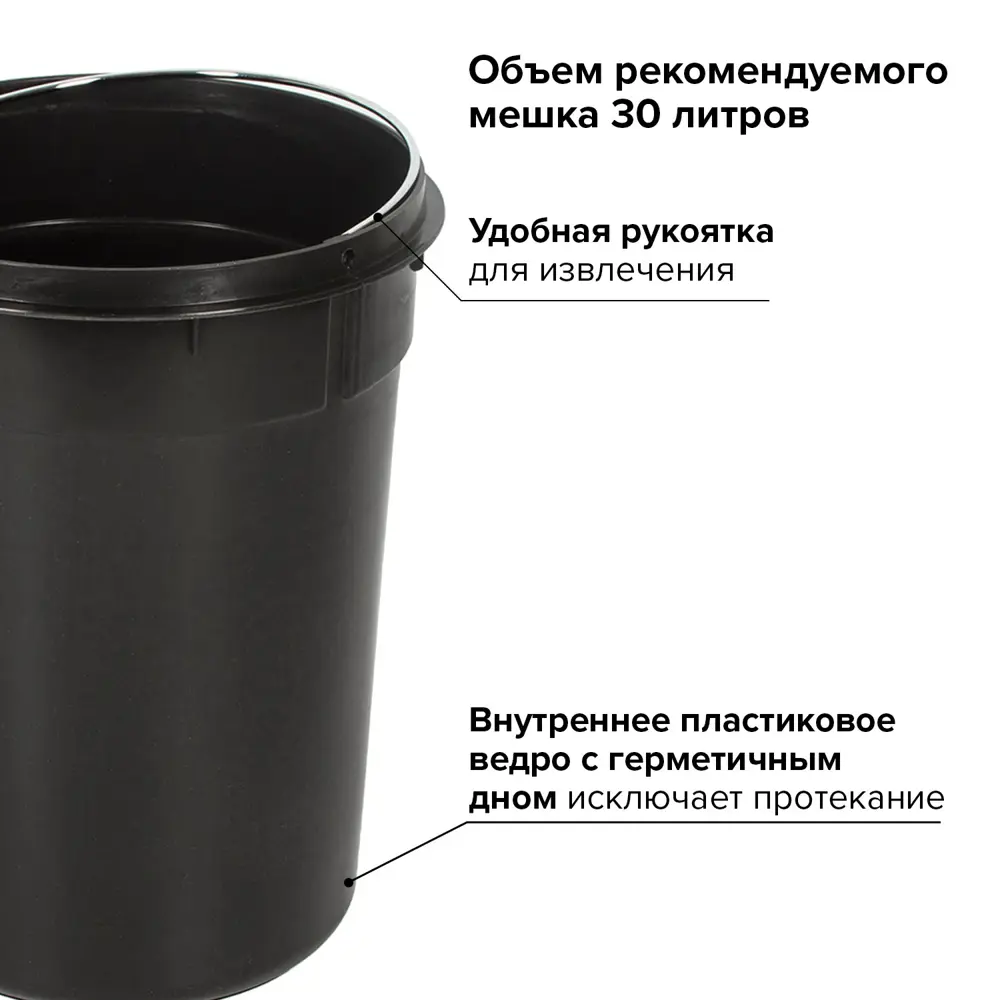 Фото 7 Мусорное ведро 20 л Лайма металл цвет серый матовый Фото 7 Мусорное ведро 20 л Лайма металл цвет серый матовый