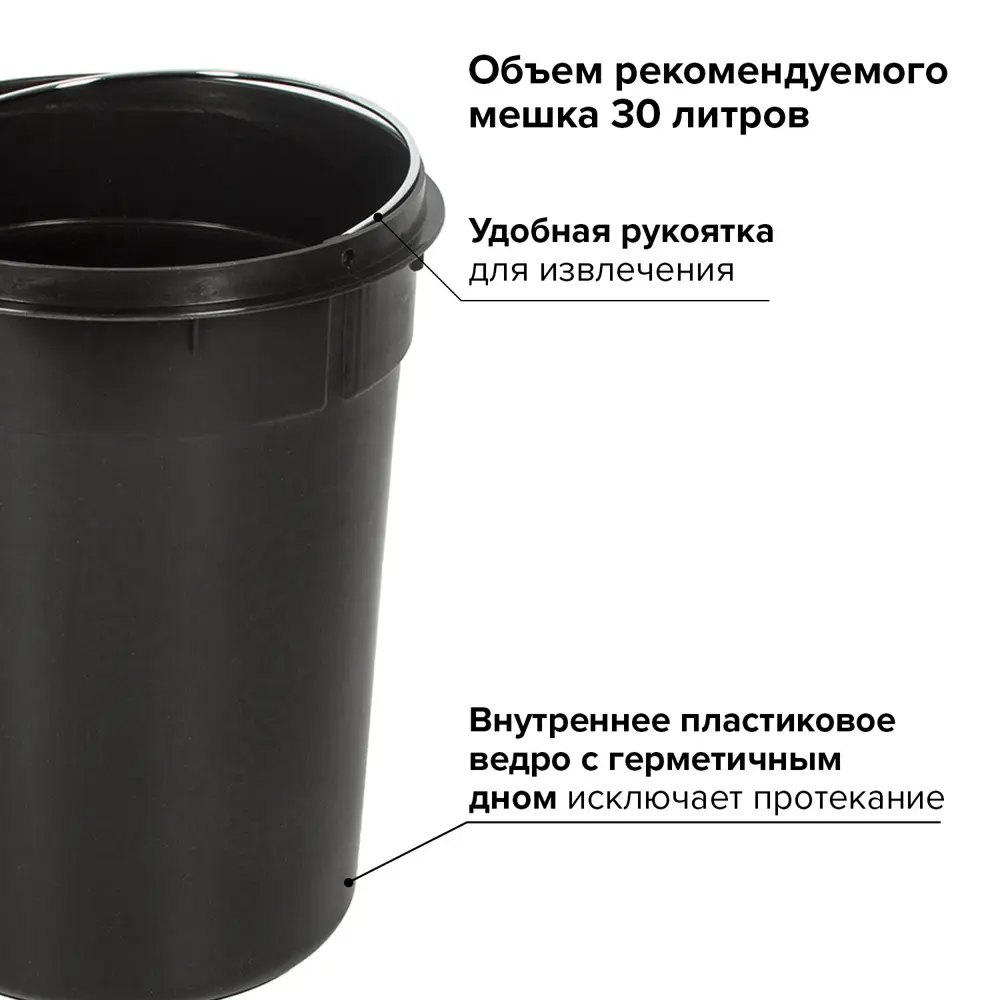 Фото 5 Мусорное ведро 20 л Лайма металл цвет черный глянцевый Фото 5 Мусорное ведро 20 л Лайма металл цвет черный глянцевый