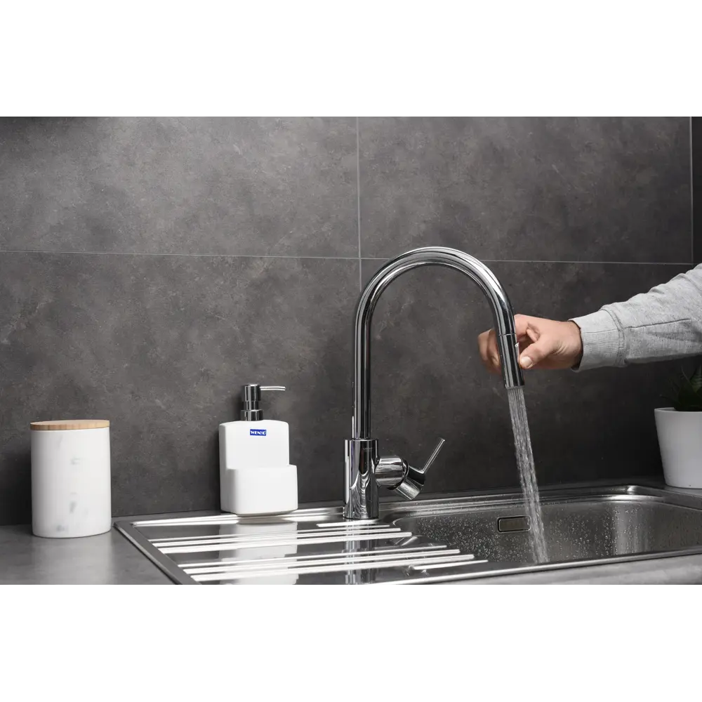 Фото 17 Смеситель для кухни GROHE Feel выдвижной, цвет хром Фото 17 Смеситель для кухни GROHE Feel выдвижной, цвет хром