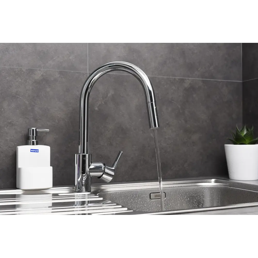 Фото 16 Смеситель для кухни GROHE Feel выдвижной, цвет хром Фото 16 Смеситель для кухни GROHE Feel выдвижной, цвет хром