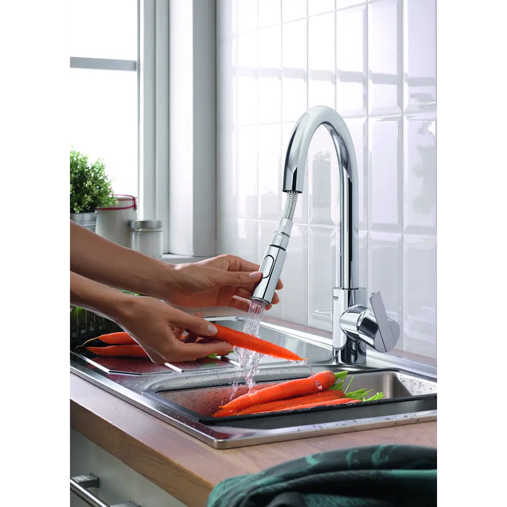 Фото 15 Смеситель для кухни GROHE Feel выдвижной, цвет хром Фото 15 Смеситель для кухни GROHE Feel выдвижной, цвет хром