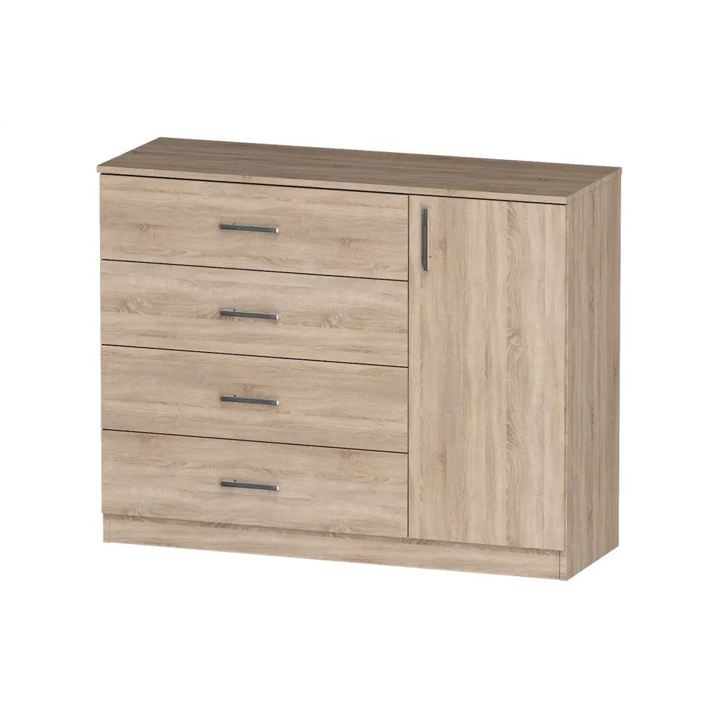 Фото Комод Furnistyle Лайф лкм-03 3 ящика 115x40x90 см ЛДСП цвет дуб сонома Фото Комод Furnistyle Лайф лкм-03 3 ящика 115x40x90 см ЛДСП цвет дуб сонома
