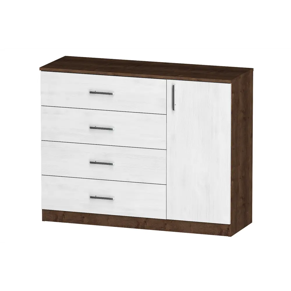 Фото Комод Furnistyle Лайф лкм-03 3 ящика 115x40x90 см ЛДСП цвет дуб коричневый табак/светлое дерево Фото Комод Furnistyle Лайф лкм-03 3 ящика 115x40x90 см ЛДСП цвет дуб коричневый табак/светлое дерево