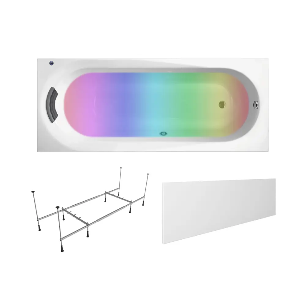 Фото Прямоугольная ванна Lavinia Boho Biore S4-3501007P литьевой акрил 170х70 см, с каркасом, подголовником, экраном и хромотерапией Фото Прямоугольная ванна Lavinia Boho Biore S4-3501007P литьевой акрил 170х70 см, с каркасом, подголовником, экраном и хромотерапией