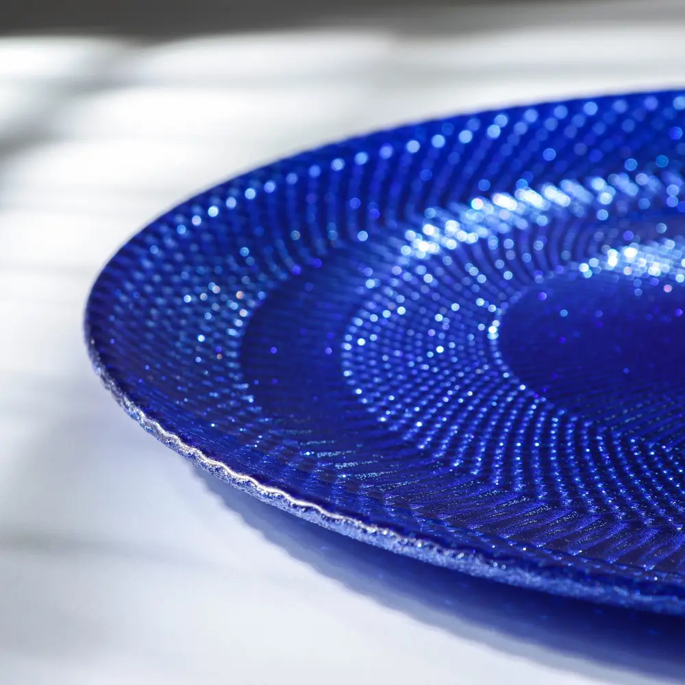 Фото 2 Блюдо сервировочное Akcam Глория 30x30 см стекло цвет синий Фото 2 Блюдо сервировочное Akcam Глория 30x30 см стекло цвет синий