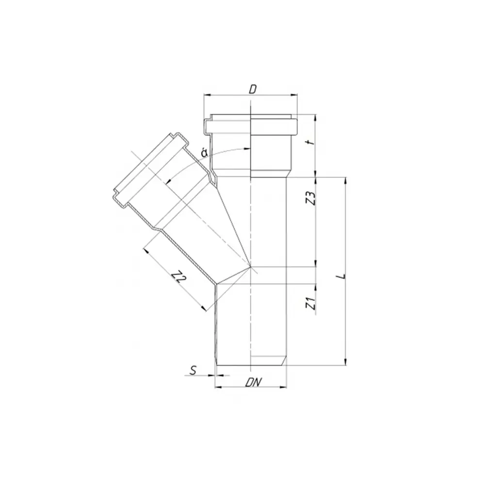 Фото 2 Тройник Ostendorf HTEAw 50x50x45° цвет белый Фото 2 Тройник Ostendorf HTEAw 50x50x45° цвет белый