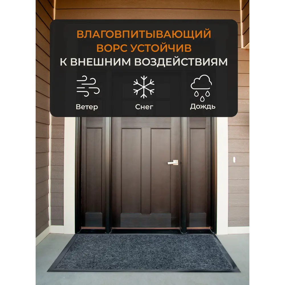 Фото 5 Коврик влаговпитывающий Blabar 90x150 см цвет серый Фото 5 Коврик влаговпитывающий Blabar 90x150 см цвет серый