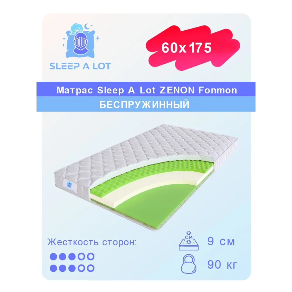 Фото Матрас Sleep A Lot Zenon Fonmon 60x175 см беспружинный, детский, ортопедический