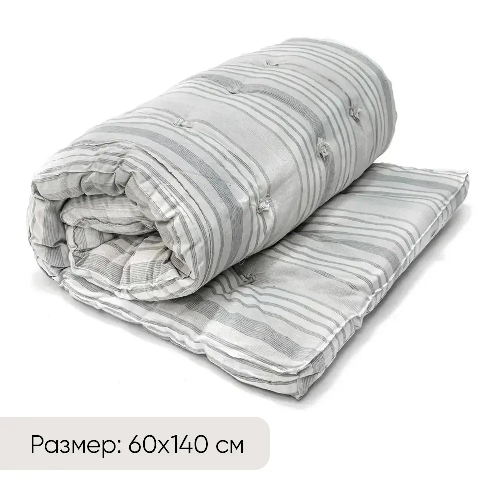 Фото Матрас-топпер Doma ватный двусторонний 60x140 см тик, беспружинный, односпальный Фото Матрас-топпер Doma ватный двусторонний 60x140 см тик, беспружинный, односпальный