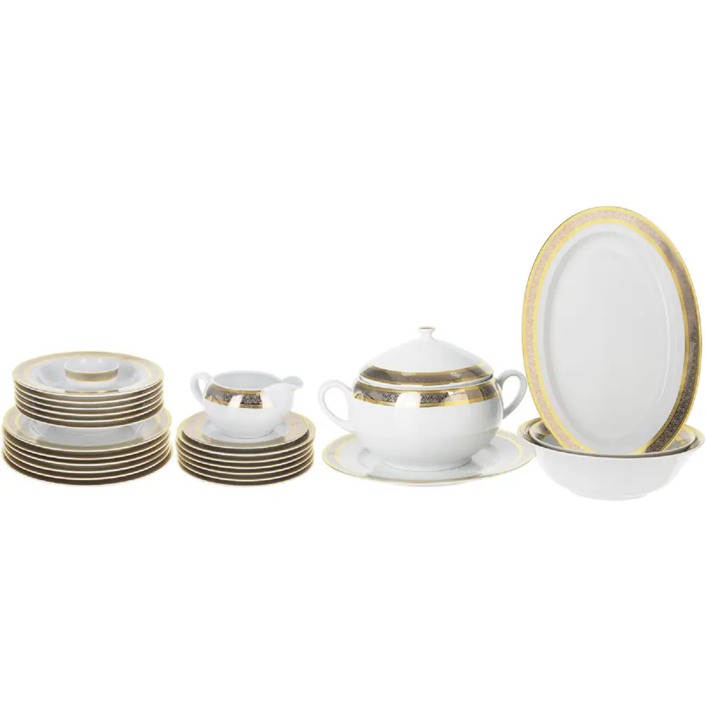 Фото Столовый сервиз Thun 1794 A.S. 25 предметов 6 персон цвет белый/золотой Фото Столовый сервиз Thun 1794 A.S. 25 предметов 6 персон цвет белый/золотой