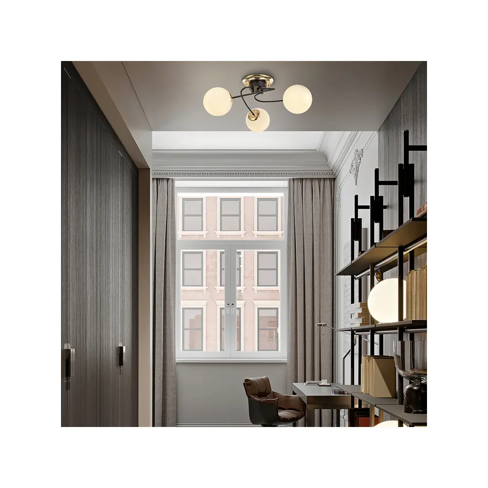 Фото 6 Люстра потолочная ARTE PERFETTO LUCE тип С 3327.150-8046-3-D620/250/E27-3 Bk/G 3 ламп 6 м² цвет черный/золото Фото 6 Люстра потолочная ARTE PERFETTO LUCE тип С 3327.150-8046-3-D620/250/E27-3 Bk/G 3 ламп 6 м² цвет черный/золото