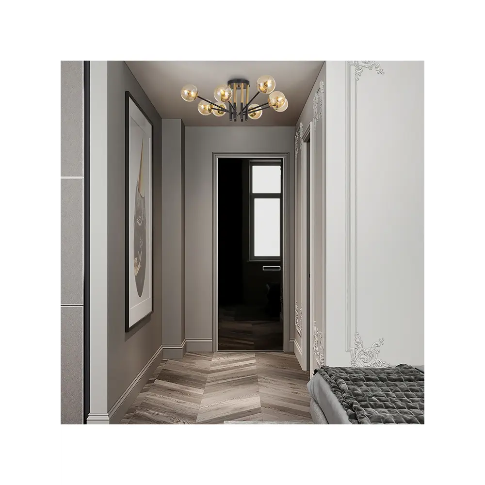 Фото 7 Люстра потолочная ARTE PERFETTO LUCE тип С 3327.158-8073A-8-D790/270/E27-8 Bk/G 6 ламп 12 м² цвет черный/золото Фото 7 Люстра потолочная ARTE PERFETTO LUCE тип С 3327.158-8073A-8-D790/270/E27-8 Bk/G 6 ламп 12 м² цвет черный/золото