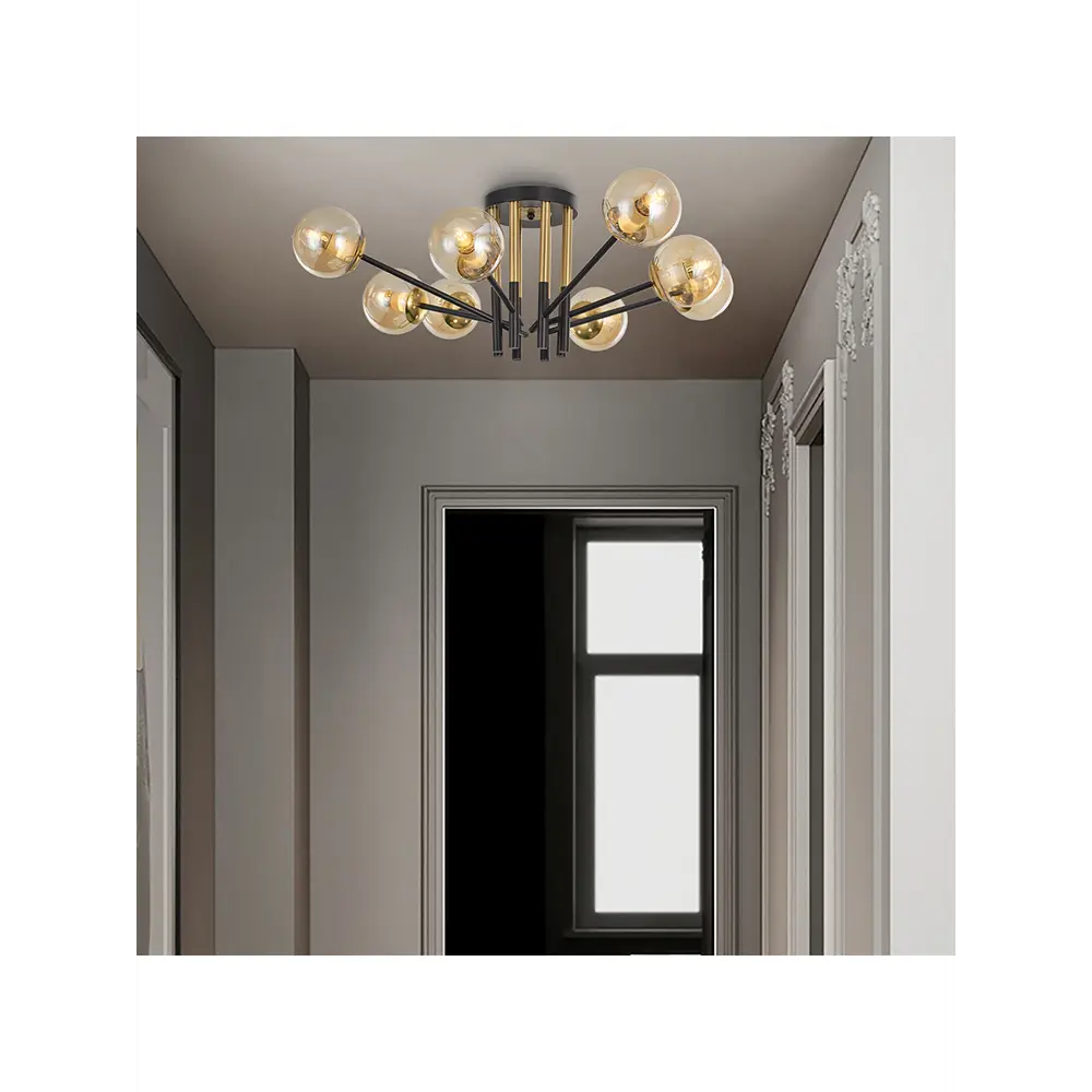 Фото 6 Люстра потолочная ARTE PERFETTO LUCE тип С 3327.158-8073A-8-D790/270/E27-8 Bk/G 6 ламп 12 м² цвет черный/золото Фото 6 Люстра потолочная ARTE PERFETTO LUCE тип С 3327.158-8073A-8-D790/270/E27-8 Bk/G 6 ламп 12 м² цвет черный/золото