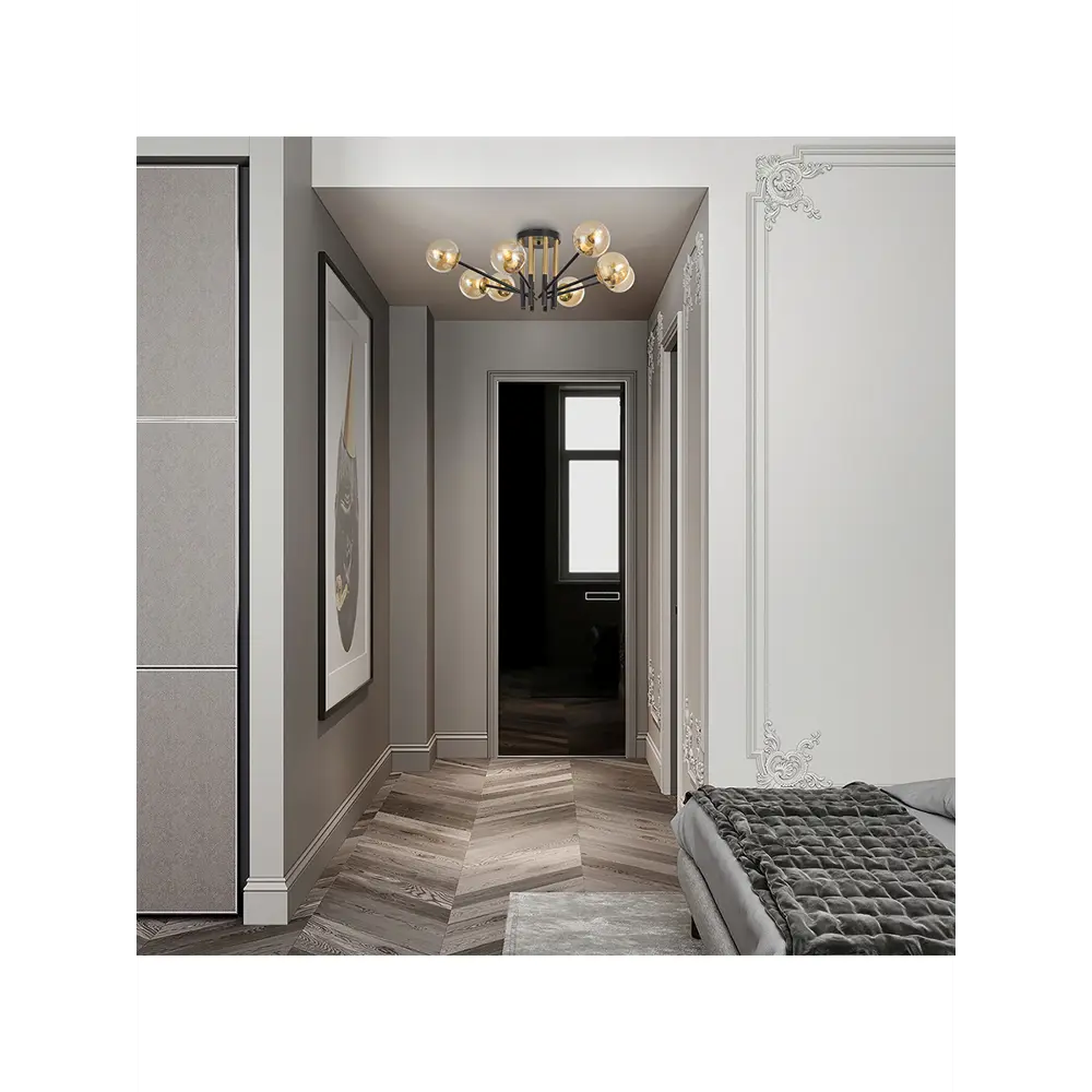 Фото 8 Люстра потолочная ARTE PERFETTO LUCE тип С 3327.158-8073A-8-D790/270/E27-8 Bk/G 6 ламп 12 м² цвет черный/золото Фото 8 Люстра потолочная ARTE PERFETTO LUCE тип С 3327.158-8073A-8-D790/270/E27-8 Bk/G 6 ламп 12 м² цвет черный/золото