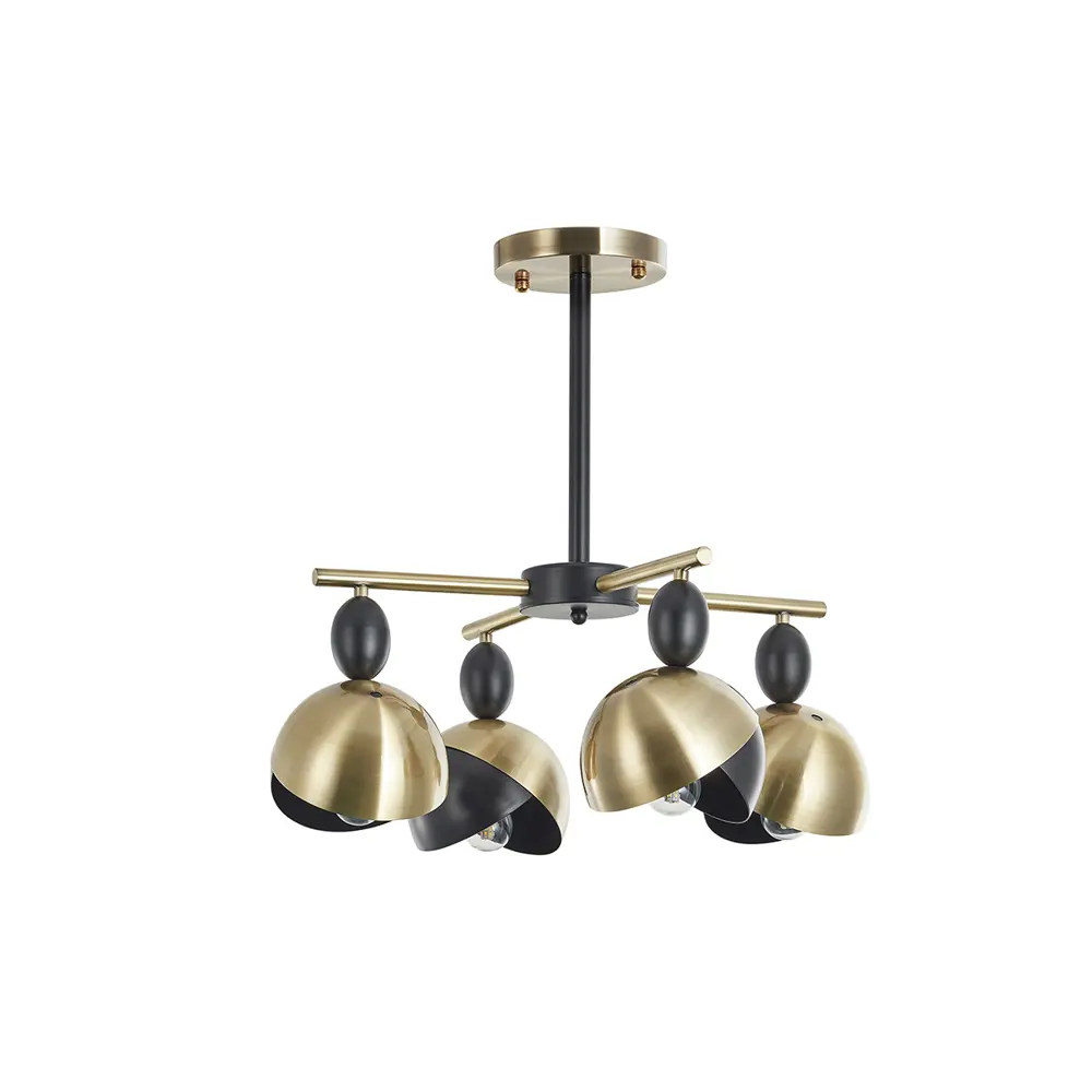 Фото Люстра на штанге ARTE PERFETTO LUCE тип С 3327.221-70309-4-600/450/E27-4 Bk/G 4 ламп 8 м² цвет черный/бронза