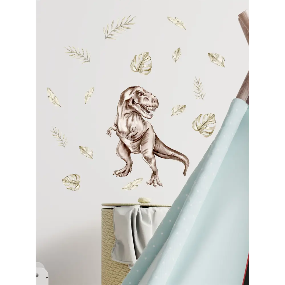 Фото 3 Наклейка Lisadecor Динозавр Рекс и тропические листья S0404 40x50 см, 1 шт Фото 3 Наклейка Lisadecor Динозавр Рекс и тропические листья S0404 40x50 см, 1 шт