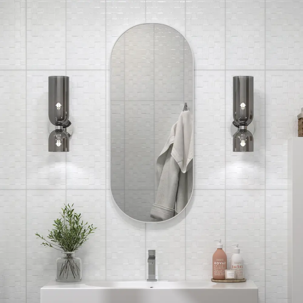 Фото Плитка настенная Kerama Marazzi Сигма 20x60 см 1.2 м² глянцевая цвет белый мозаика Фото Плитка настенная Kerama Marazzi Сигма 20x60 см 1.2 м² глянцевая цвет белый мозаика