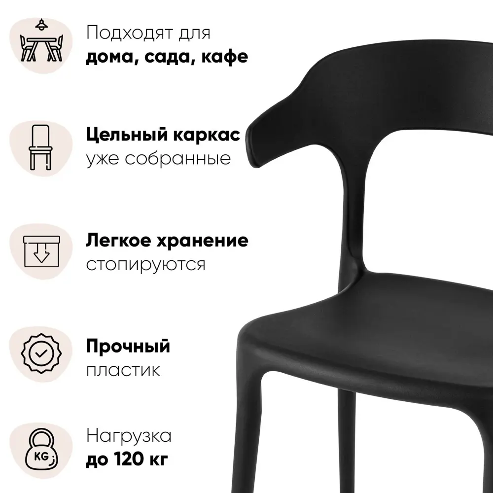 Фото 2 Кухонный стул Stool Group Neo 75x51x46 см пластик цвет черный Фото 2 Кухонный стул Stool Group Neo 75x51x46 см пластик цвет черный