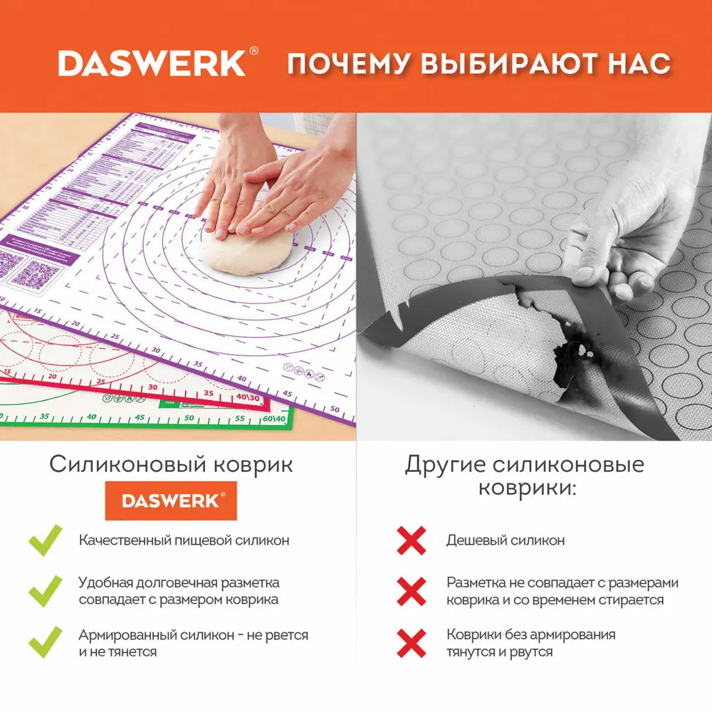 Фото 9 Коврик для теста Daswerk цвет красный 608424 Фото 9 Коврик для теста Daswerk цвет красный 608424