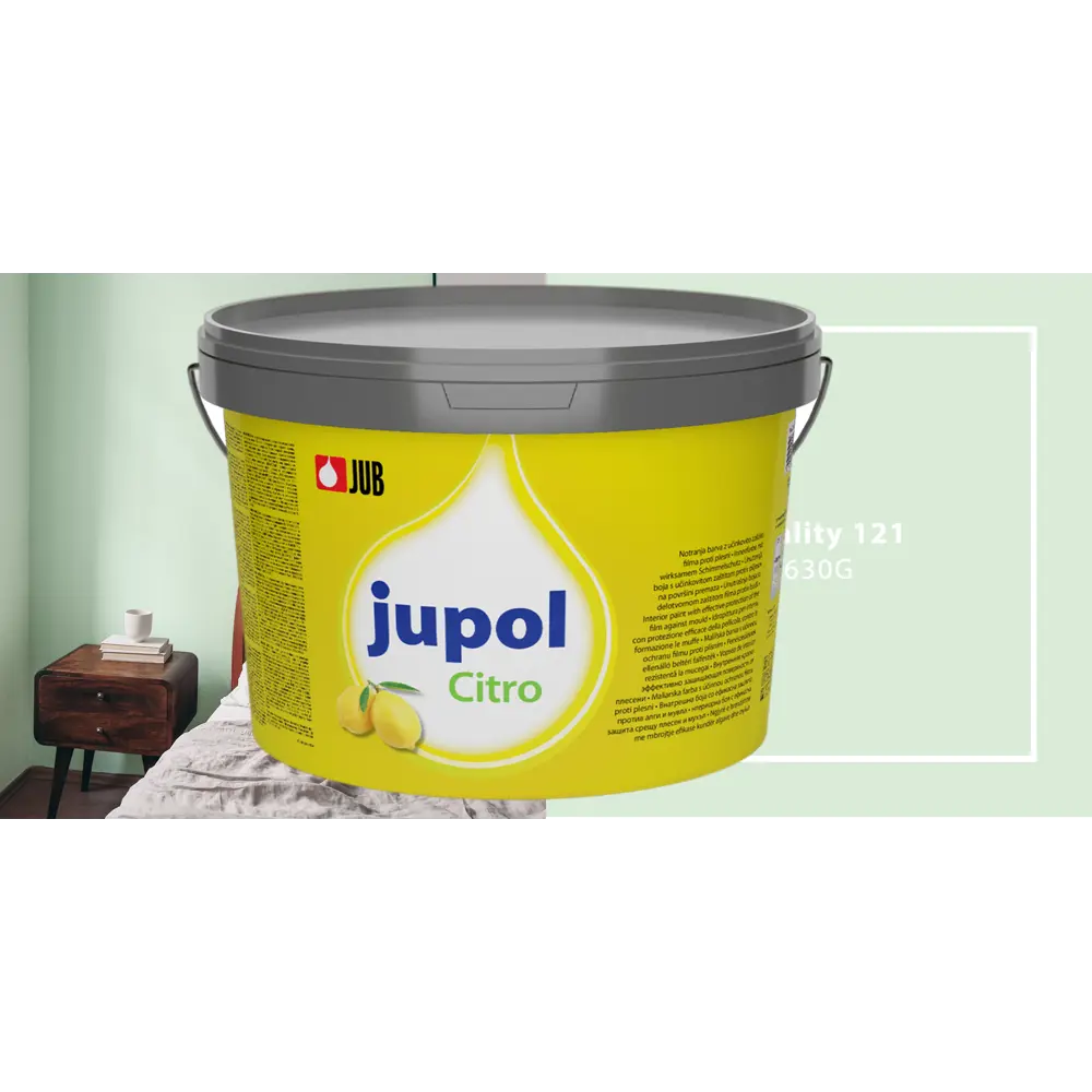 Фото Интерьерная краска Jub Jupol Citro с защитой от плесени база А цвет зеленый 630G 5 л Фото Интерьерная краска Jub Jupol Citro с защитой от плесени база А цвет зеленый 630G 5 л