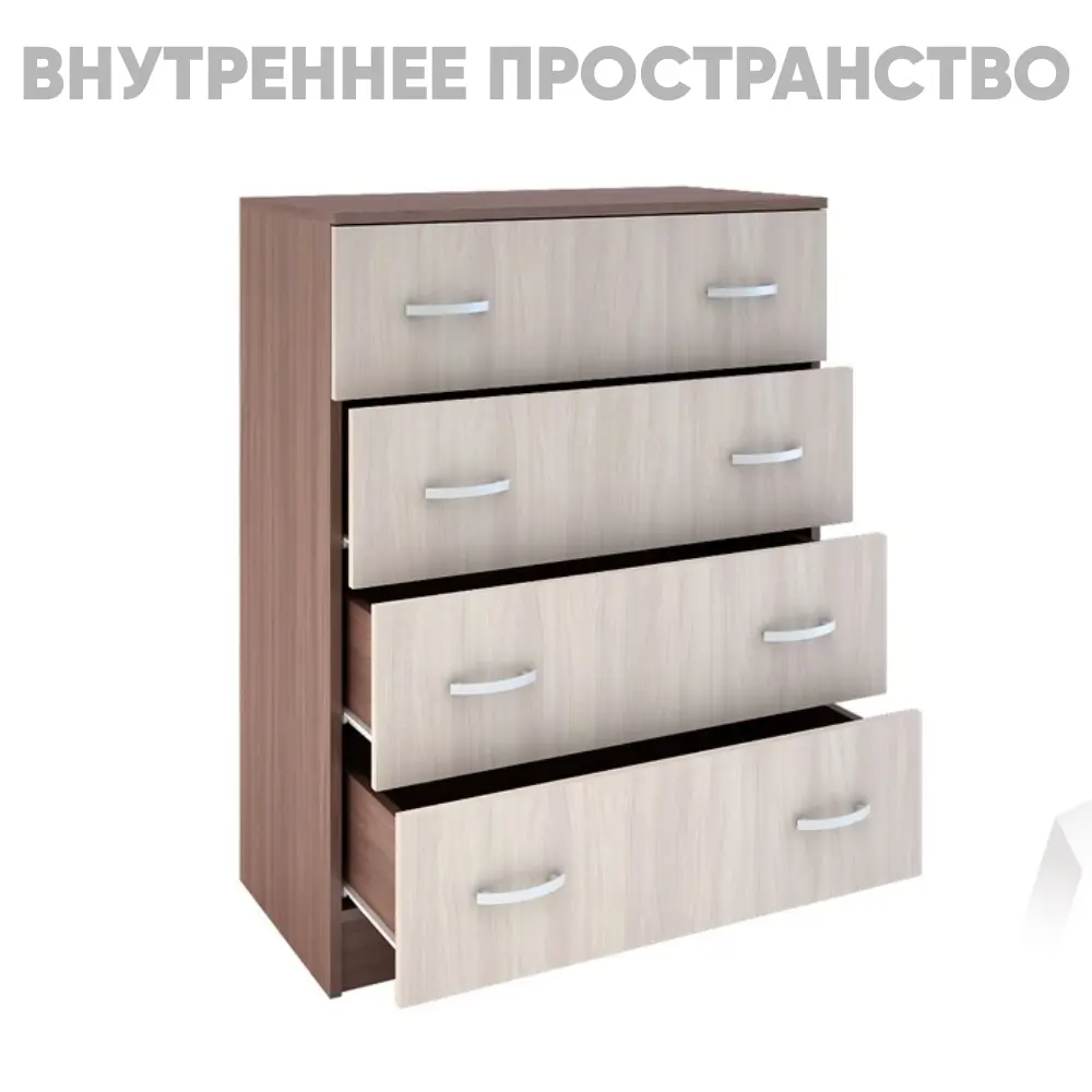 Фото 3 Комод Стендмебель Комод 4 ящика 80x41.4x79 см ДСП цвет бежевый Фото 3 Комод Стендмебель Комод 4 ящика 80x41.4x79 см ДСП цвет бежевый