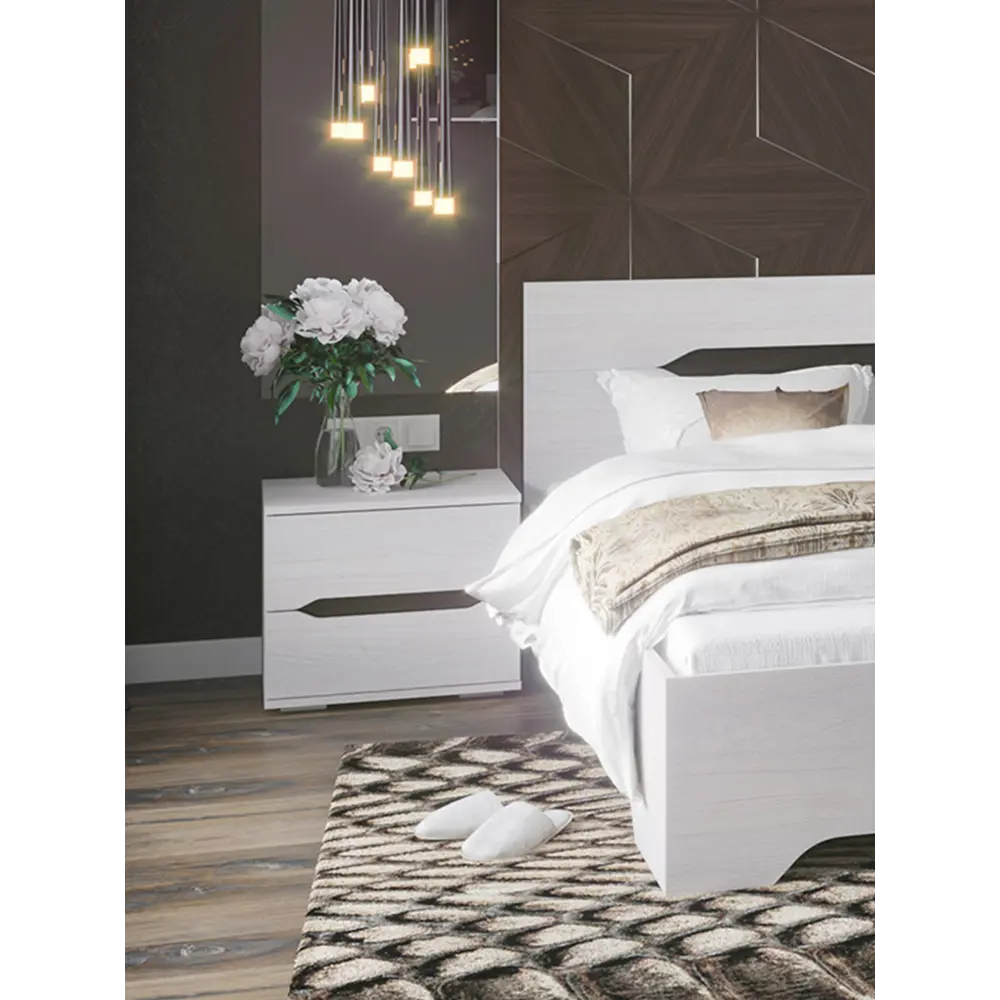 Фото 5 Тумба прикроватная Стендмебель 50x43x45 см 2 ящика ЛДСП цвет белый