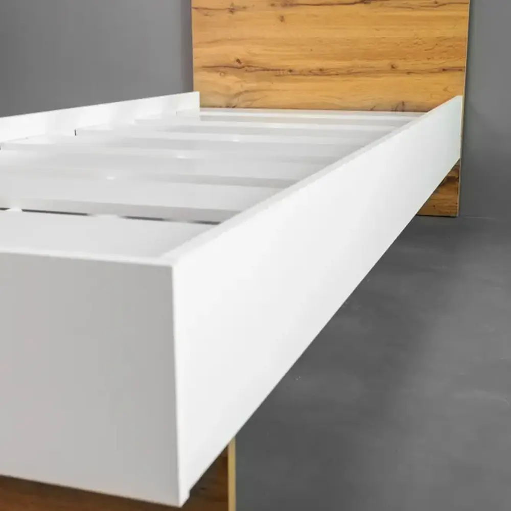 Фото 5 Кровать с изголовьем Doma Modul 90x200 см ЛДСП цвет белый/светло-коричневый Фото 5 Кровать с изголовьем Doma Modul 90x200 см ЛДСП цвет белый/светло-коричневый