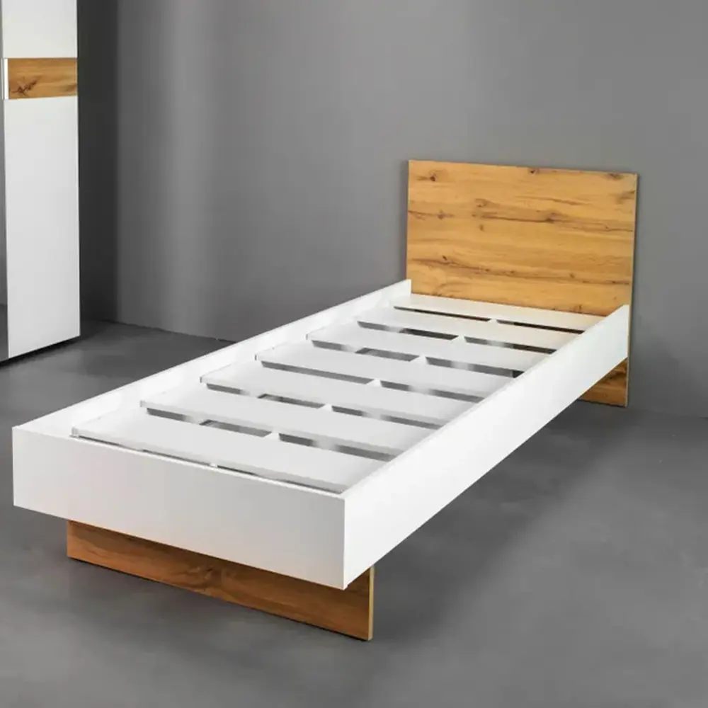 Фото 6 Кровать с изголовьем Doma Modul 90x200 см ЛДСП цвет белый/светло-коричневый Фото 6 Кровать с изголовьем Doma Modul 90x200 см ЛДСП цвет белый/светло-коричневый