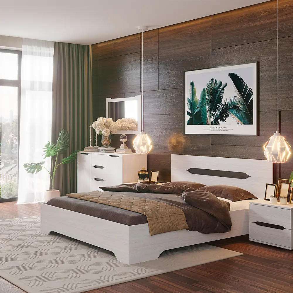 Фото 3 Кровать с изголовьем Стендмебель Valensiay 343359 160x200 см ЛДСП цвет светло-серый Фото 3 Кровать с изголовьем Стендмебель Valensiay 343359 160x200 см ЛДСП цвет светло-серый