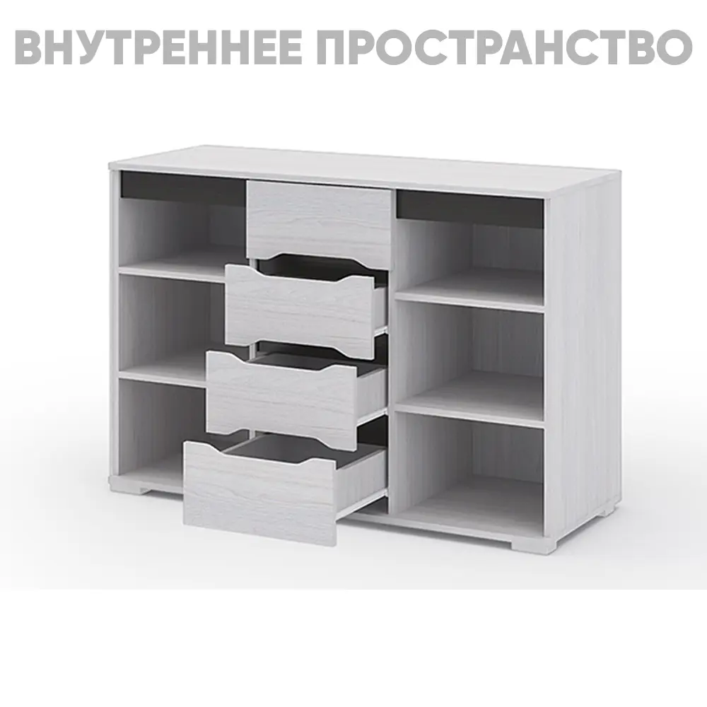 Фото 3 Комод Валенсия 6 ящиков 120х45х83 см ДСП цвет бежевый Фото 3 Комод Валенсия 6 ящиков 120х45х83 см ДСП цвет бежевый